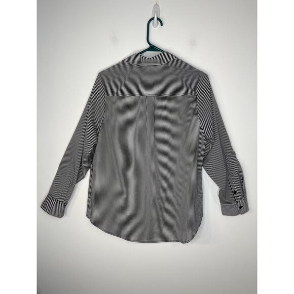 Apt 9 blouse button down up shirt women's size XL 0x black white stripe light wt - Picture 3 of 14